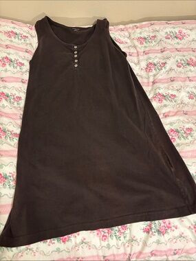 Lands' End Brown Sleeveless Henley Minidress